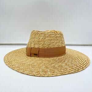 Brixton Joanna Brown Strap Wide Brim Straw Hat Size M